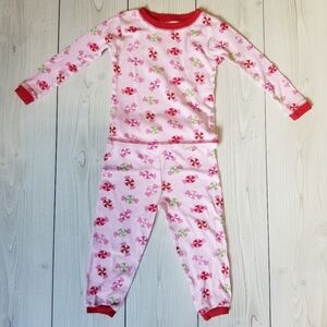 Just one year Carter's pink and red peppermint 2 piece pajama size 18 mo